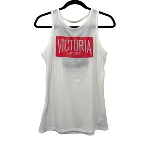 Victoria’s Secret Victoria Sport Cut Out Back Tank Top White Red & Black